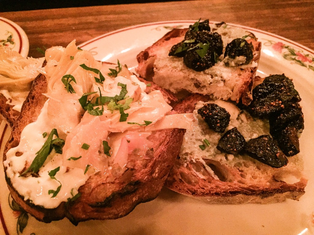 Crostini  Fig and Gorgonzola 6 Burrata and Artichoke 7