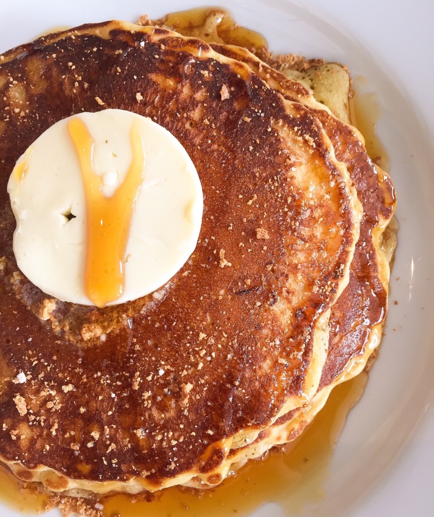 Amaretti Mascarpone Pancakes - $17 Maple Syrup & Sirena Butter