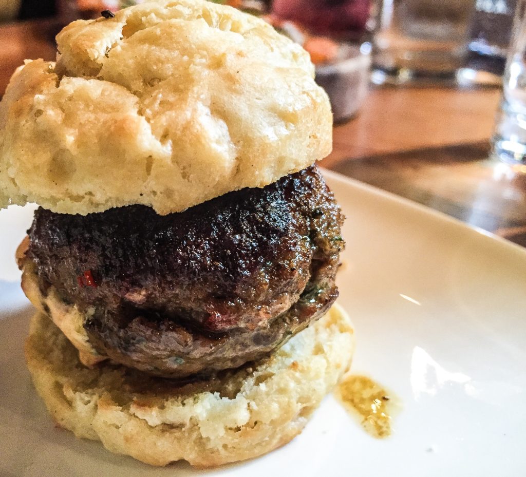 'Juicy Lucy' Sausage Biscuit housemade pimento cheese stuffed country sage sausage
